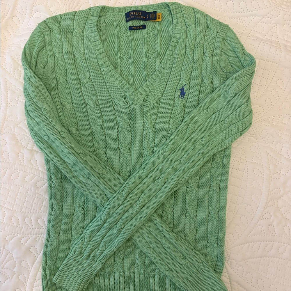 Polo by Ralph Lauren Women’s Green Cable Knit Sweater